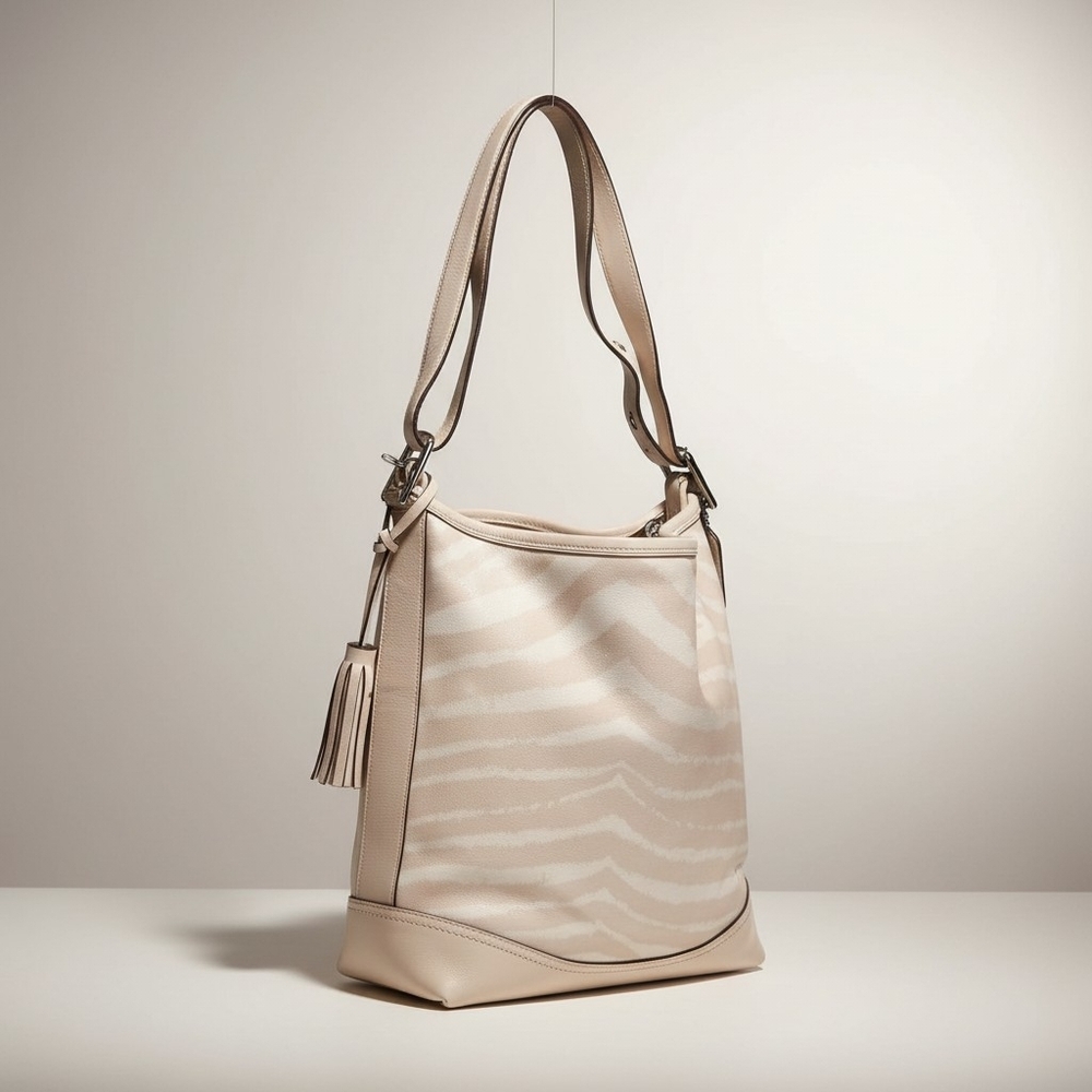 Vintage Coach Legacy Shoulder Bag Beige Canvas Zebra Pattern Leather Trim 23410 - Picture 2 of 14